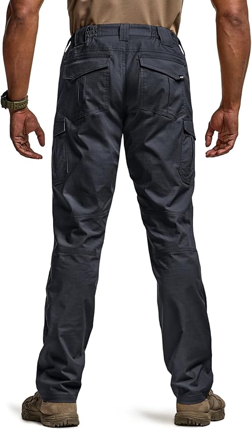 CQR Men's Flex Ripstop Tactical Pants, Water Resistant Stretch Cargo Pants, Lightweight EDC Hiking Work Pants