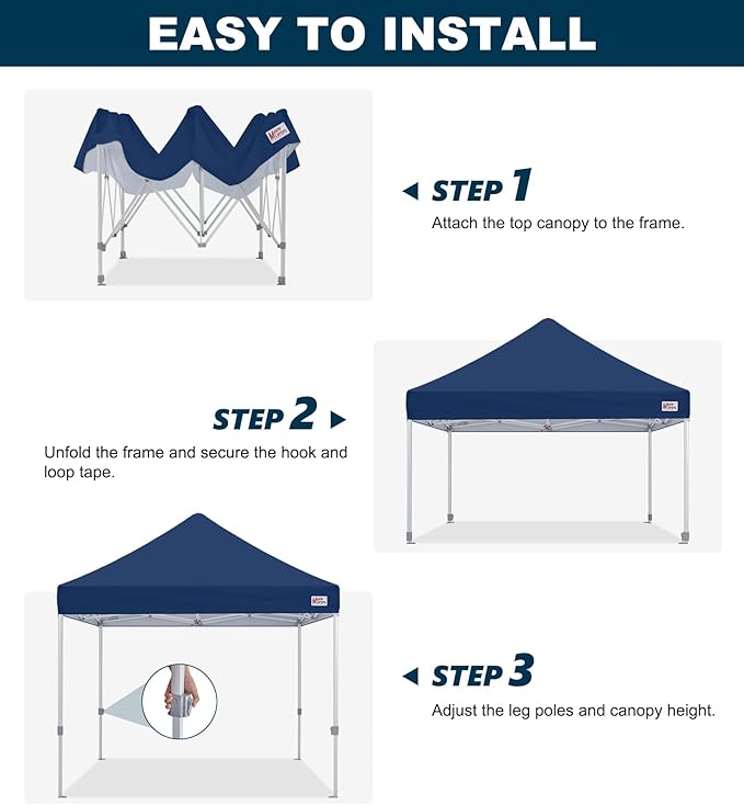 MASTERCANOPY Pop Up Canopy Tent Commercial Grade 10x10 Instant Shelter (Navy Blue)