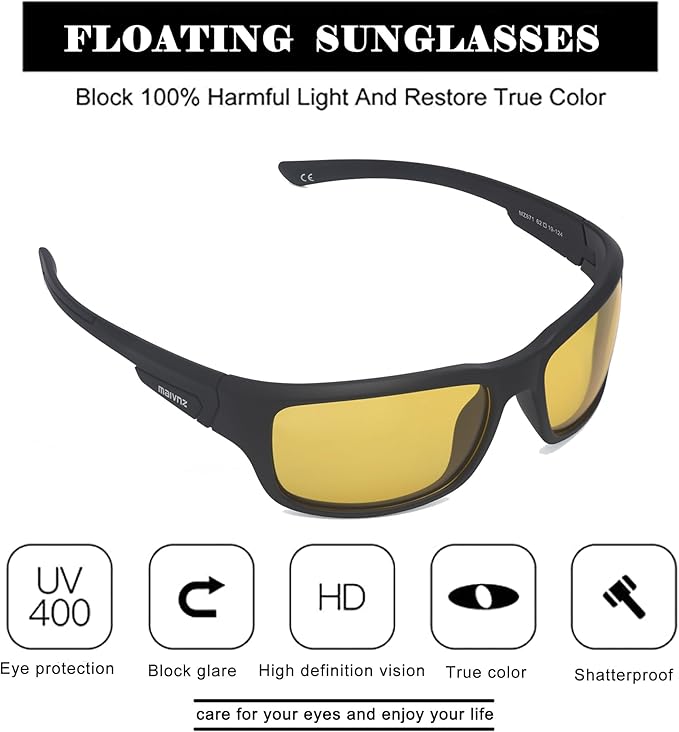 Floating Polarized Fishing Sunglasses for Men UV Protection Fishing Glasses Boating Kayaking Water Sport Glasses