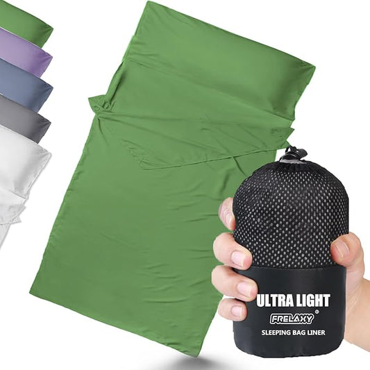 Frelaxy Ultralight Sleeping Bag Liner - Lighter & Compact, 3 Sizes Travel Sheets & Adult Sleep Sack, Comfy Breathable & Cooling & Silky Soft, Quick-Drying, for Backpacking, Hotel, Camping, Hostels