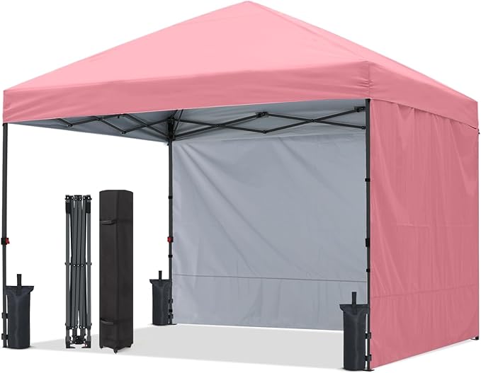 ABCCANOPY Pop up Canopy Tent with 2 Sidewalls for Outdoor Sun Blocking or Rain Protection,10x10, Pink