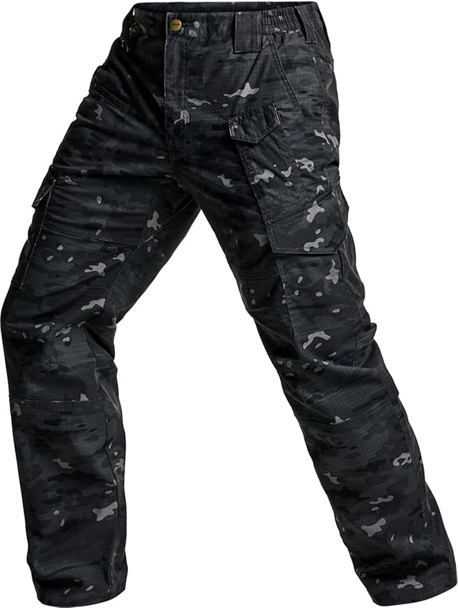 CQR Men's Flex Ripstop Tactical Pants, Water Resistant Stretch Cargo Pants, Lightweight EDC Hiking Work Pants
