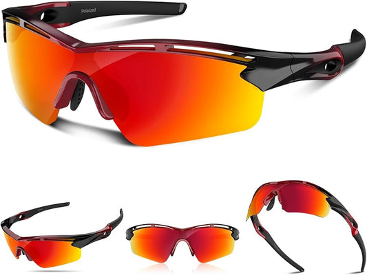 Rosemal Sports Sunglasses Polarized Cycling Sunglasses Running Driving Fishing Hiking for Men Women UV400 TAC TR90