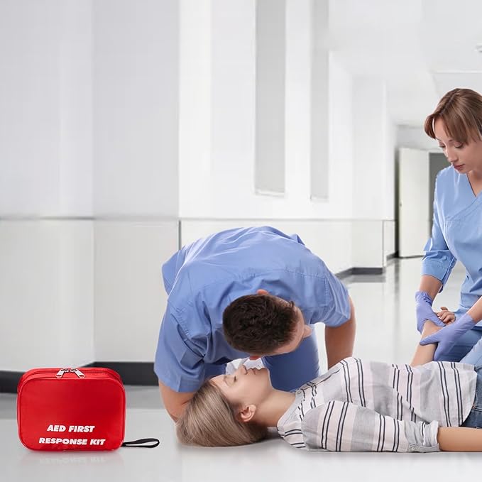 AED First Kit with CPR, Gloves, Razor, Scissors, Gauze Pads, and Cleansing Wipes for AED Training
