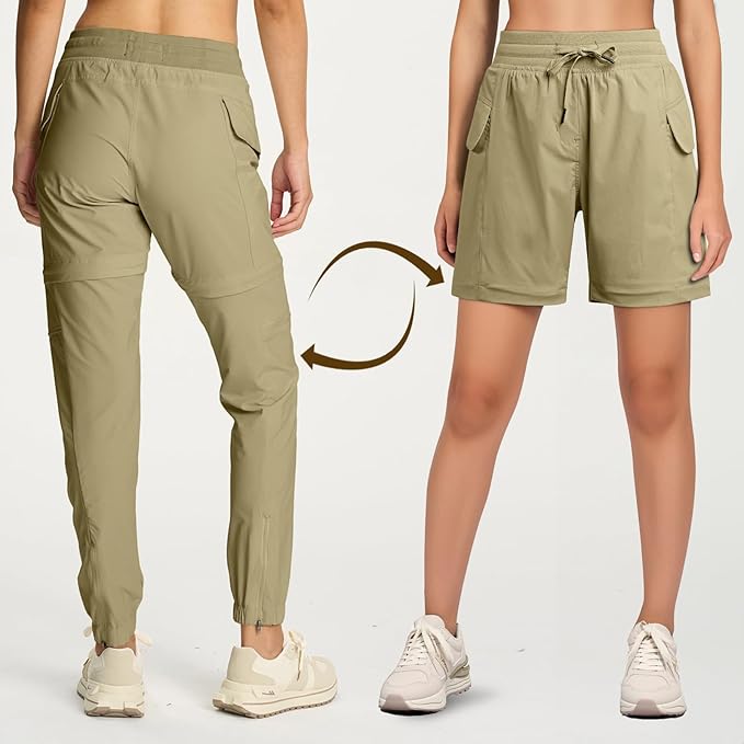 smawell Women's Hiking Pants Convertible Lightweight Zip-Off Outdoor Pants Quick Dry Joggers with Pocket
