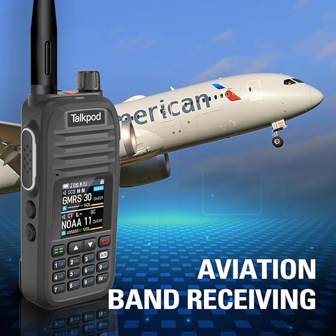 A36SE GMRS Handheld Radio Long Range, Multi Band Walkie Talkie with 771 Aviation Antenna ＆ 805 Antenna, Type-C Rechargeable Battery, AM/FM Reception, NOAA, Two Way Radio with Earpiece (Black)