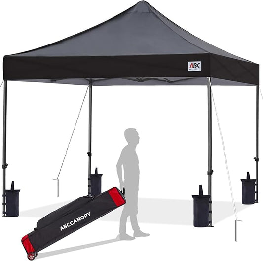 ABCCANOPY Pop Up Canopy - 8x8 Outdoor Patio Portable Canopy Tent Heavy Duty for Backyard and Deck with 4 SandBags(Black, 8x8)