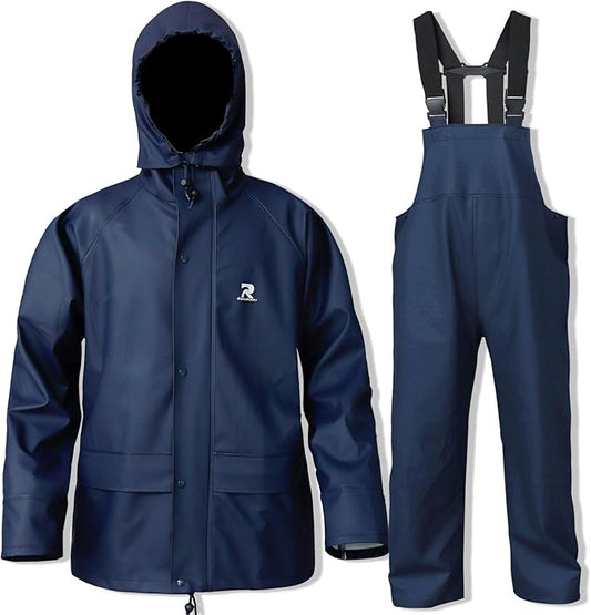 RainRider Rain Suits for Men Waterproof Rain Jacket Coat Pants Heavy Duty Women Fishing Rain Gear Workwear