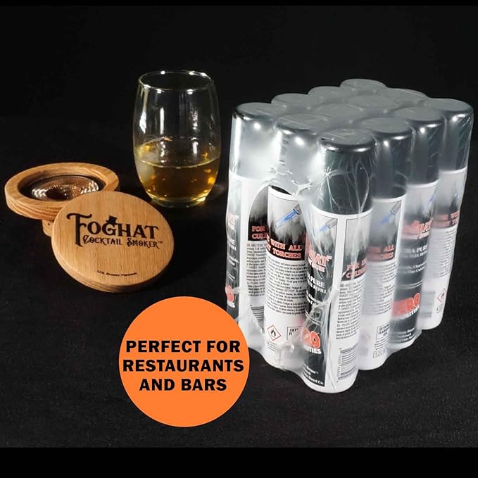 Foghat Culinary Butane Fuel Refill (Case pack 12 x 60ml) - Torch Lighter Butane Refill Canister, Fits All Kitchen Smoking Torches - Food Grade Ultra Refined For Cocktail Smoker Kit, Creme Brulee Torch