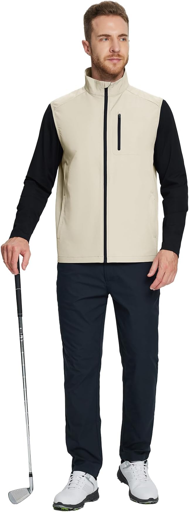 M MAELREG Mens Vests Outerwear Windproof Lightweight Softshell Vests Zip Pockets Sports Sleeveless Jacket Golf Vests for Men