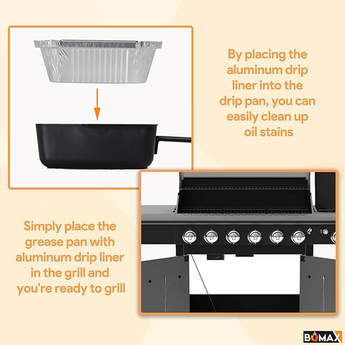 BQMAX Grease Drip Pan Liners Replacement for Nexgrill 720-0830X 720-0830H 720-0925P 720-0896 720-0888S, 20 Pack Aluminum Grill Drip Pans for Nexgrill Grease Tray Replacement 720-0830X