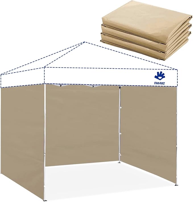 Instant Canopy Tent Sidewalls for 10x10 Pop Up Canopy Waterproof,99% UV Protection，3 Piece Sidewalls, Khaki(3PCS Sidewall Only, Canopy Tent NOT Included)