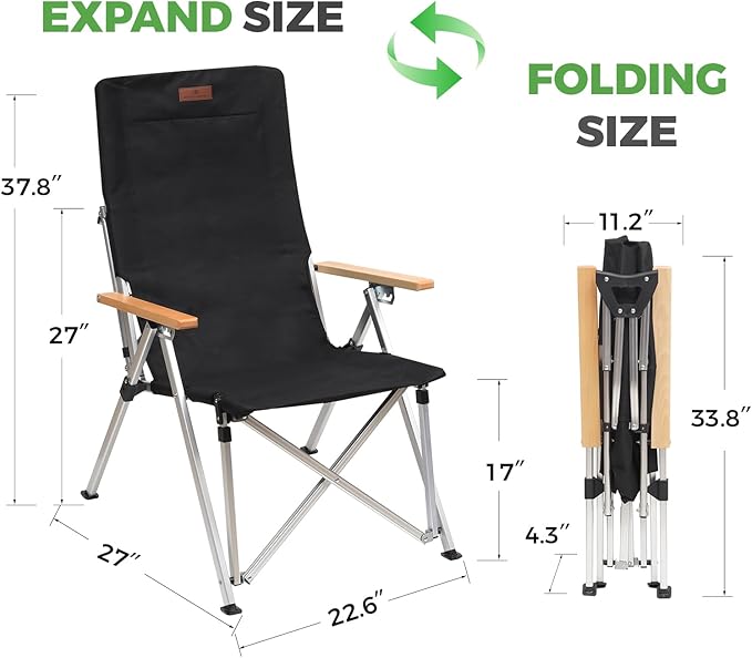 Folding Camping Chair Portable Chairs for Adults Adjustable High Back Outdoor Comfortable Chair with Storage Bag