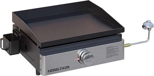 18 Inch Portable Propane Gas Grill Griddle with Non-stick Ceramic Coated Baking Pan，Propane Flat Top Grill for Tabletop, Outdoor, Cooking, Barbecue, Camping, Tailgating