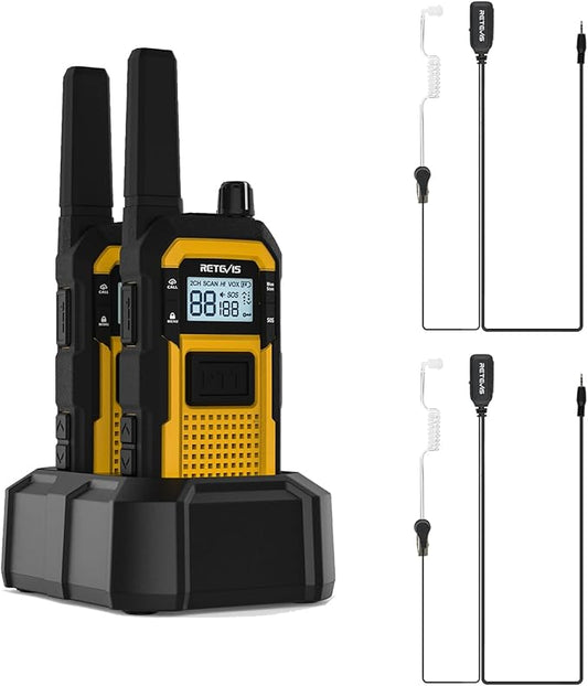 Retevis RB48 Walkie Talkies with Earpiece, Waterproof Heavy Duty Two Way Radios, Vibration Call, 2000mAh, NOAA, 2 Way Radio Long Range(2 Pack)