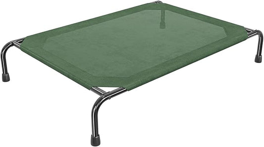 Simple Trending Raised Dog Bed for Large Dogs, Waterproof XL Dog Cot, Outdoor Cooling Elevated Pet Bed Load 100lb, 47.75" x 30.5", Green