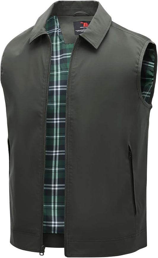 TBMPOY Men's Vest Casual Lightweight Thin Utility 3 Zip Pockets Stylish Sleeveless Jackets Summer Fall Golf Travel Business