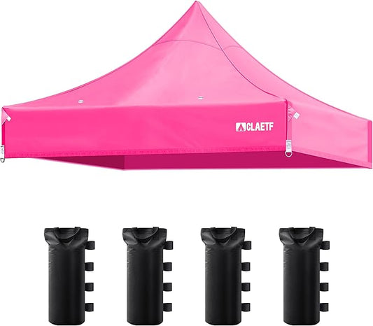 10x10 Canopy Replacement Top for Pop Up Canopy Tent - 4 Drainage Holes，10x10ft Canopy top Suitable for Most of The Standard Canopy(top only) (Pink)