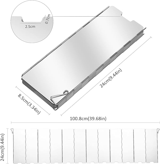 Folding Camping Stove Windscreen 12 Plates Aluminum Camping Stove Windshield with Carrying Bag Portable Camp Stove Wind Screen Outdoor Cooker Butane Burner Wind Shield