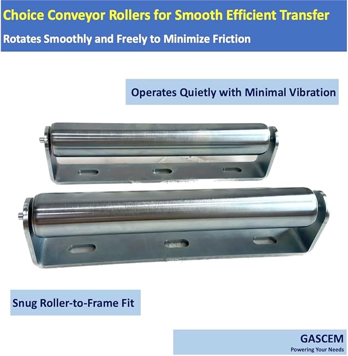 Pack of 2 10"BF Long Roller and Bracket l 1.5"Ø Galvanized Steel Conveyor Roller I Set of Roller and Bracket Versatile as Support Rollers for Woodworking, Roller Stand or Bike Rollers Conveyor Rollers