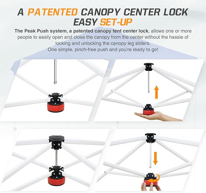 EAGLE PEAK Pop Up Canopy Tent with Wheeled Carry Bag, 8 Stakes, 4 Ropes, Easy Set Up Tent Canopy, 6.6x6.6 ft, American Flag