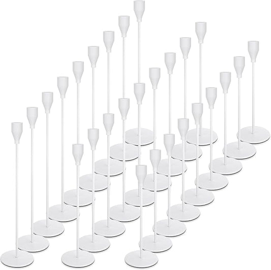 27 Pack Candles Holder, 9 Sets Taper Candlestick Holders Fit 0.75 Inch Thick Pillar Candles, Long Candle Sticks Centerpiece Decor for Home Wedding Dinning Party Anniversary(White)