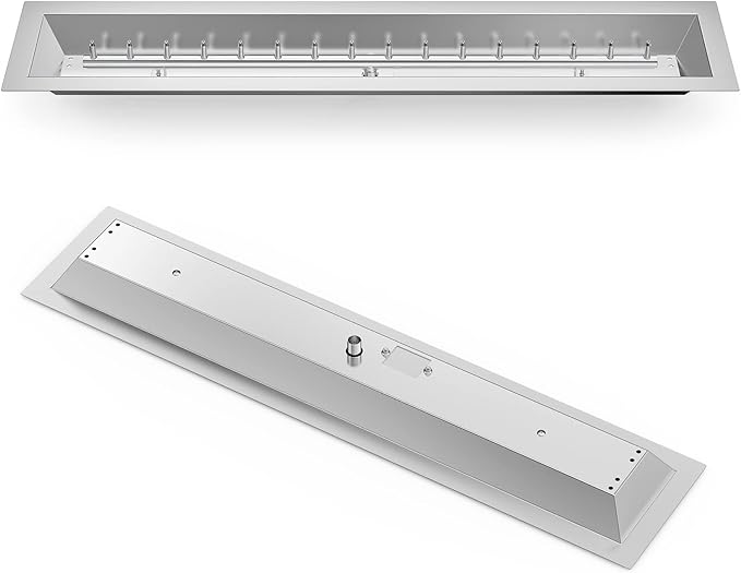 Stanbroil 36" x 6" Drop-in Fire Pit Pan with Jet Burner, Upgraded Stainless Steel Fire Table Pan for Higher Flame, 65k BTU Max, Linear