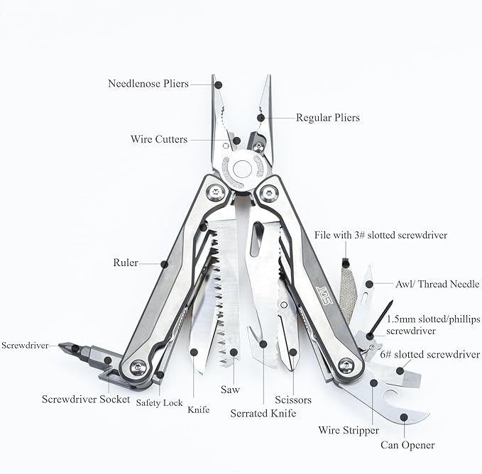 SQT2048-A 19-in-1 Multitool, Gifts for Men, Foldable & Self-Locking, Professional Multitool for DIY, Outdoor Camping, and Home Repairs...