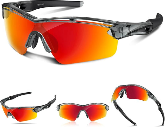 Rosemal Sports Sunglasses Polarized Cycling Sunglasses Running Driving Fishing Hiking for Men Women UV400 TAC TR90