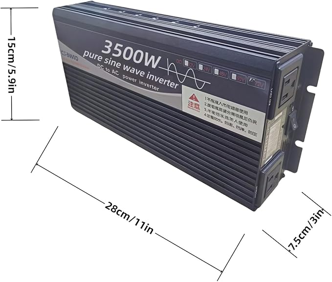 3500W Power Inverter 48V DC to 110V AC Converter with LED Display Dual AC Outlets Dual Fans Radiating for RV, Camp, Boat and Home Emergency Portable Pure Sine Wave Inverter (Smart Screen, 3500W 48V)