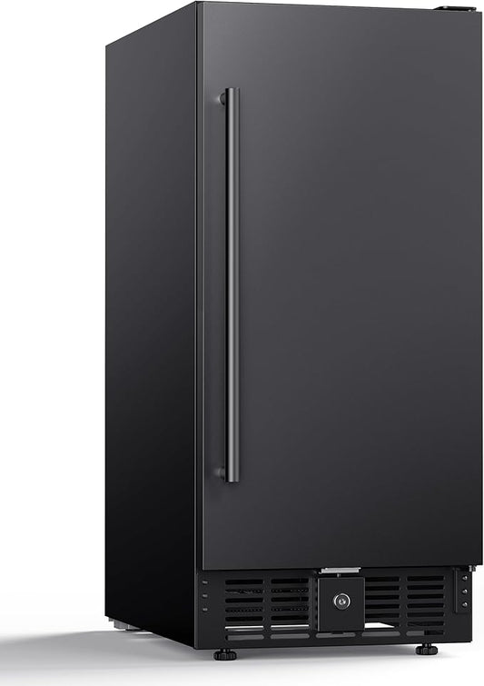15 Inch Built-In Beverage Cooler, 128 Can Under Counter Fridge with Adjustable Shelves, ≤45dB Quiet Freestanding Beer Refrigerator for Home Bar & Outdoor Use (Black)