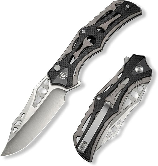 CIVIVI Pocket Knife for Men, Biophase Flipper Tactical Folding Knife, 3.48" Nitro-V Blade Aluminum with G-10 Handle, Lightweight Skeletonized EDC Knife for Camping Hunting, C23083C-3 (Black)