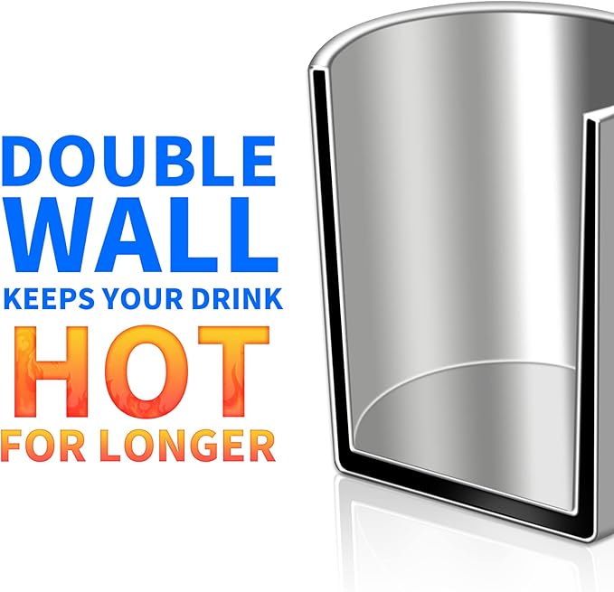 400ml Insulated 304 Stainless Steel Coffee Mug, Double-Wall Vacuum Travel Tumbler, Shatterproof for Camping, Office, and Outdoor - Durable, Perfect for Hot and Cold Drinks (Set of 2)