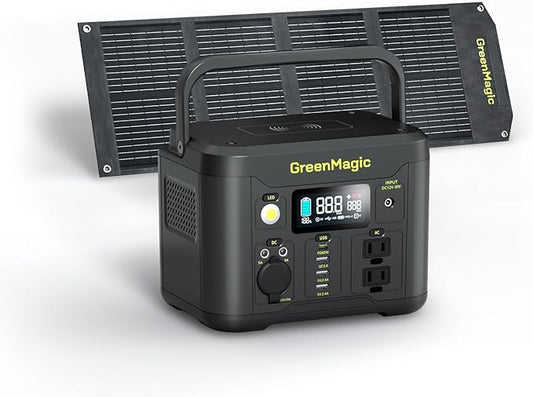 Portable Power Station 330W, 227Wh Solar Powered Generator with Fast PD Output with 60W Solar Panel, 120V Pure Sine Wave AC Outlet Charging Lithium Battery for Outdoors Camping Travel Home Blackout