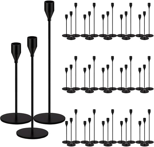 48 Pack Candle Holders Taper Candle Holders Tall Metal Candle Stands Holders for Table Centerpiece Modern Pillar & Home Wedding Decor, Matte Black
