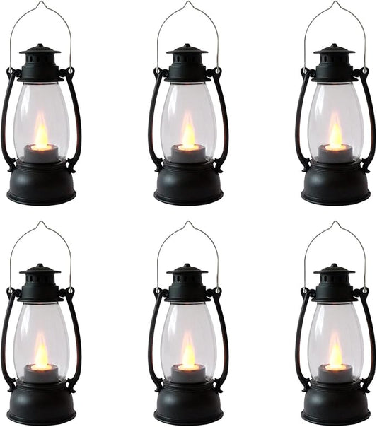 Mini Lanterns 12-Pcs LED Small Lanterns Decorative Indoor Outdoor Hanging Lantern Decorative Candle Lanterns Farmhouse Decor for Weddings Western Camping Party Halloween Christmas Decorations