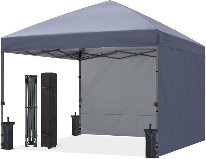 ABCCANOPY Easy Pop up Canopy Tent with 2 Sidewalls for Outdoor Sun Blocking or Rain Protection,8X8, Gray
