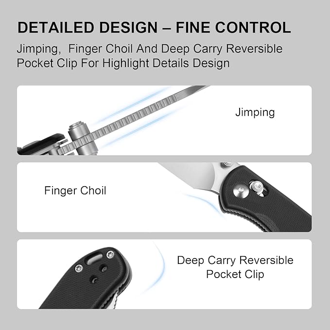 Kizer Drop Bear 2 Pocket Knife, 2.84" AEB-L Drop Point Blade Folding Knife with Black G10 Handle, Clutch Lock EDC Knives with Jimping on Spine for Men Women V3619.2KD1