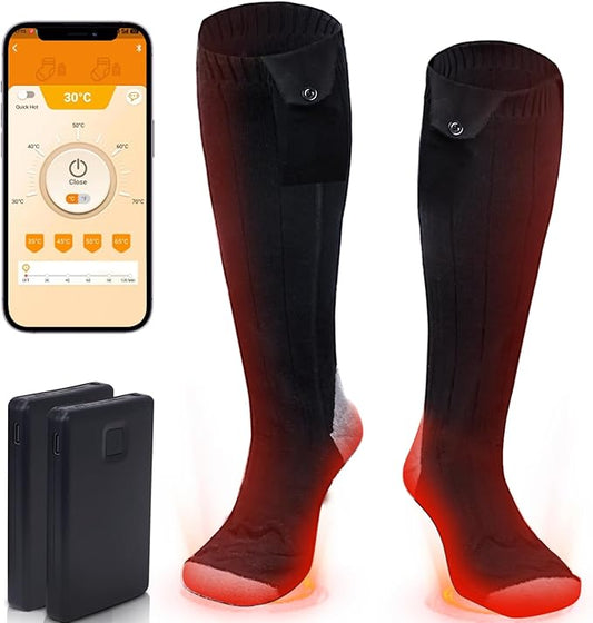 Heated Socks, Electric Heated Socks for Men Women, Electric Heated Foot Warmer, Rechargeable Heated Socks Work Up to 8 Hours, Washable Heating Socks with App Control for Winter Outdoor Skiing Hunting