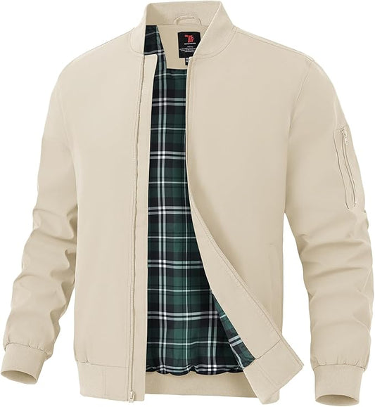 TBMPOY Men's Bomber Jackets Lightweight Light Windbreaker Casual Business Dress Stylish Fall Spring Golf Work