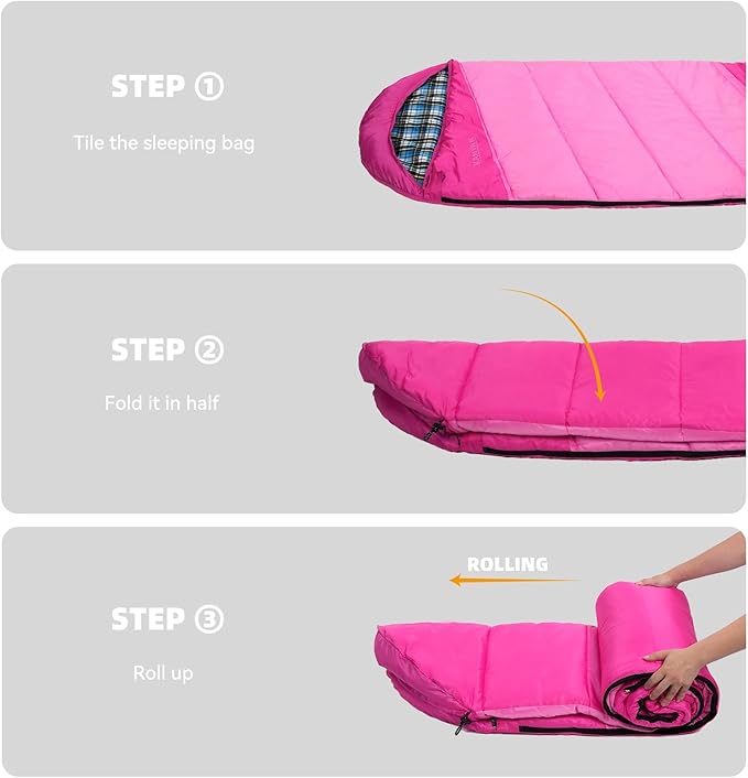 Cotton Flannel Liner Sleeping Bag for Adults Teens Kids, Cold Weather & Warm, 3-4 Seasons, Lightweight Compact Camping Essentials Equipment, Hiking, Outdoor, Travel