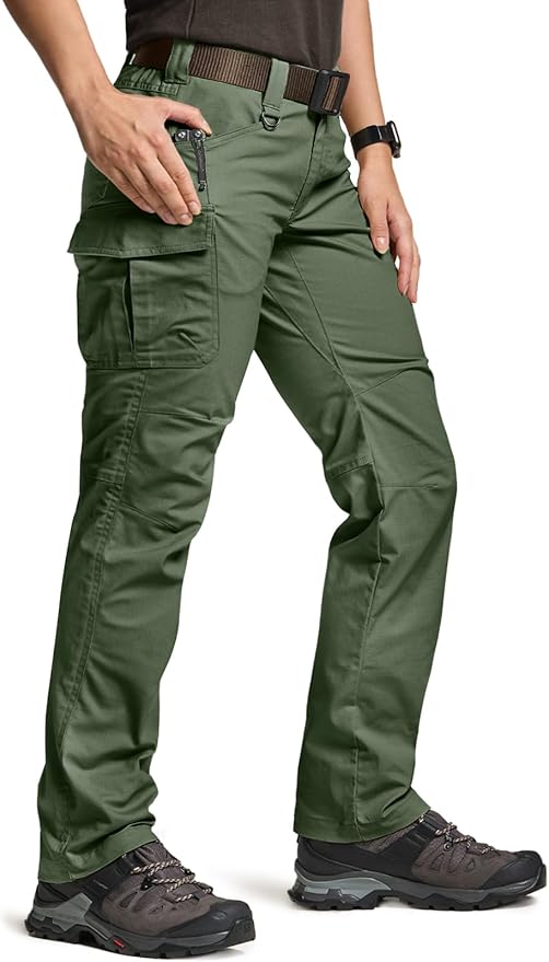 CQR Women's Flex Stretch Tactical Pants, Water Resistant Ripstop Cargo Work Pants with Pockets for Outdoor & Hiking