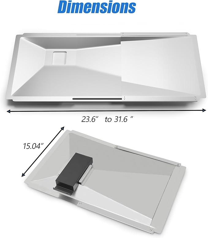 Grease Tray with Catch Pan and Foil Liners, Adjustable Drip Pan for 3/4/5 Burner Gas Grill for Nexgrill, Charbroil, Dyna Glo, Kenmore, Backyard, Expert and More Grill Replacement Parts