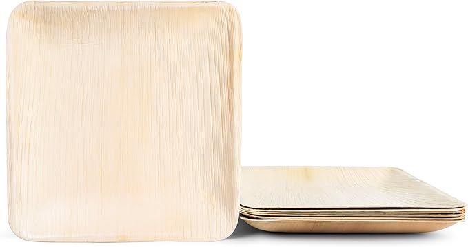 Disposable Palm Leaf Plates - Eco-Friendly Alternative to Bamboo Plates and Plastic Plates - Heavy-Duty Compostable & Biodegradable Party Plates - Microwave and Oven Safe Dinnerware - 10" Set of 50