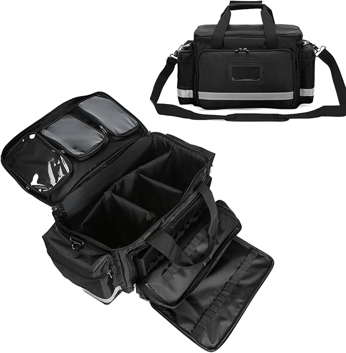 First Aid Bag Medical Empty Bag Emergency Responder Trauma Bag Empty, Professional First Aid Kits Storage Medical Bag with Inner Dividers and No-Scratch Bottom Home Health