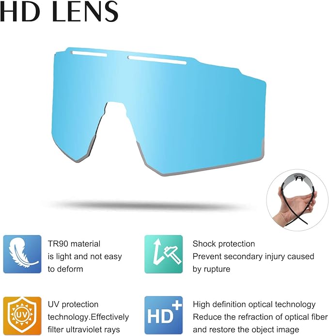OULAIQI Cycling Sunglasses Polarized Sunglasses for Cycling Men Women with 1 Lens or 3 Interchangeable Lens Baseball Glasses