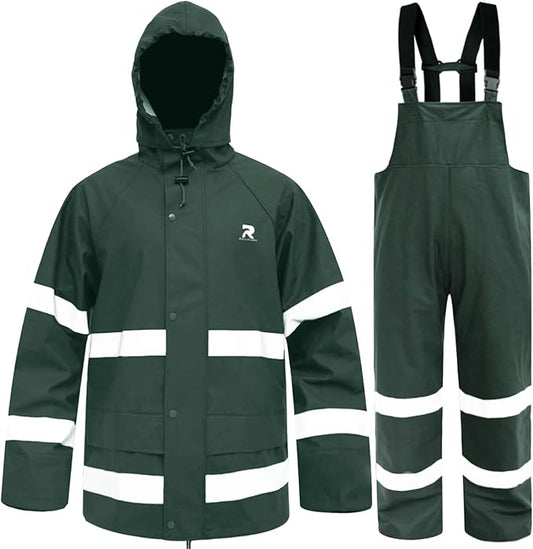 RainRider Rain Suits for Men Waterproof Rain Jacket Coat Pants Heavy Duty Women Fishing Rain Gear Workwear