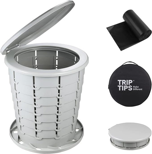 TRIPTIPS Upgrade Retractable Portable Toilet Travel Toilet Adjustable Height Camping Toilet Portable Potty for Adults Kids, Foldable Portable Toilet for Camping/Car
