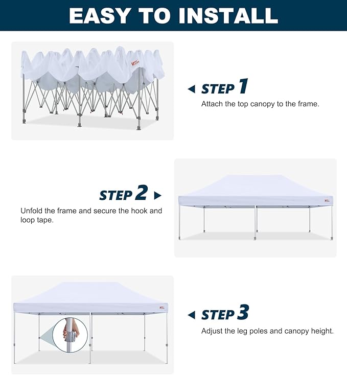 MASTERCANOPY Pop Up Canopy Tent Commercial Grade 10x20 Instant Shelter (White)