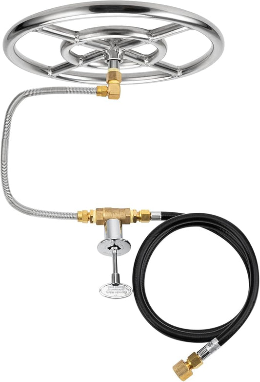 Stanbroil Natural Gas Fire Pit Stainless Steel Burner Ring Installation Kit, 12-inch